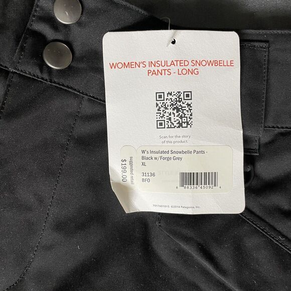 PATAGONIA WOMEN'S SNOWBELLE Recco SNOW PANTS Ski Snowboard Sz XL Black 2X NWT - Picture 10 of 12